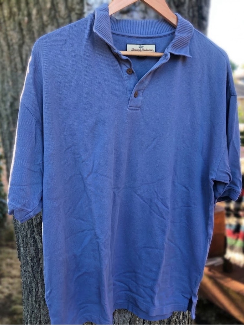 Tommy Bahama Silk Cotton Polo Shirt Mens M Blue Short Sleeve Golf
